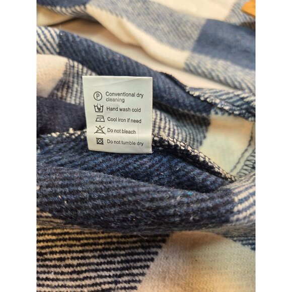 Shacket Chambray & White Plaid Long Shirt Flannel Type Womens Large New in Bag - Picture 6 of 7